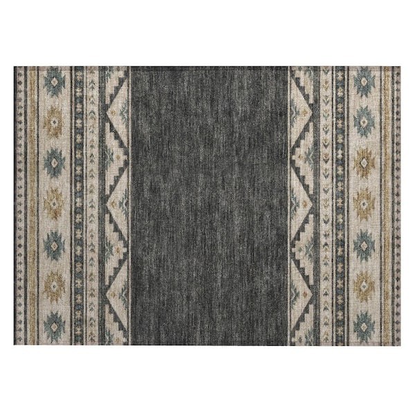 Chantille Machine Washable Indoor/Outdoor Abstract ACN3075 Charcoal 3 ft. x 4 ft. Area Rug