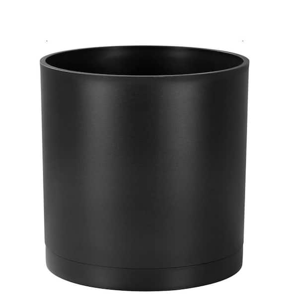 Large Black Ceramic Indoor/Outdoor Planter with Saucer (10 in. W x