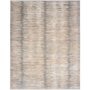 Abstract Hues Grey Gold 9 ft. x 11 ft. Abstract Contemporary Area Rug
