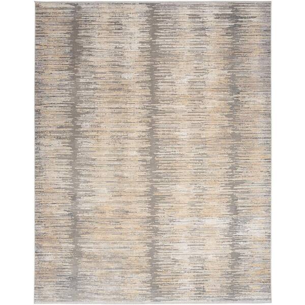 Nourison Abstract Hues Grey Gold 9 ft. x 11 ft. Abstract Contemporary Area Rug