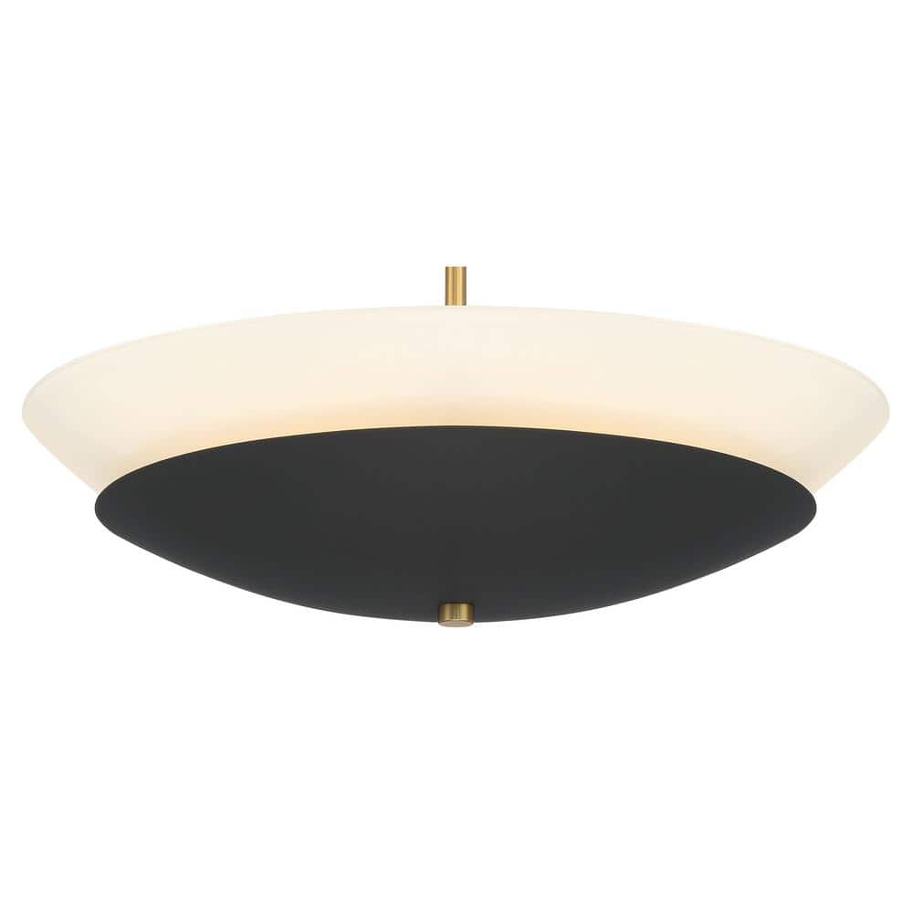 Sand Coal and Soft Brass 19" Glass Bowl Ceiling Fixture