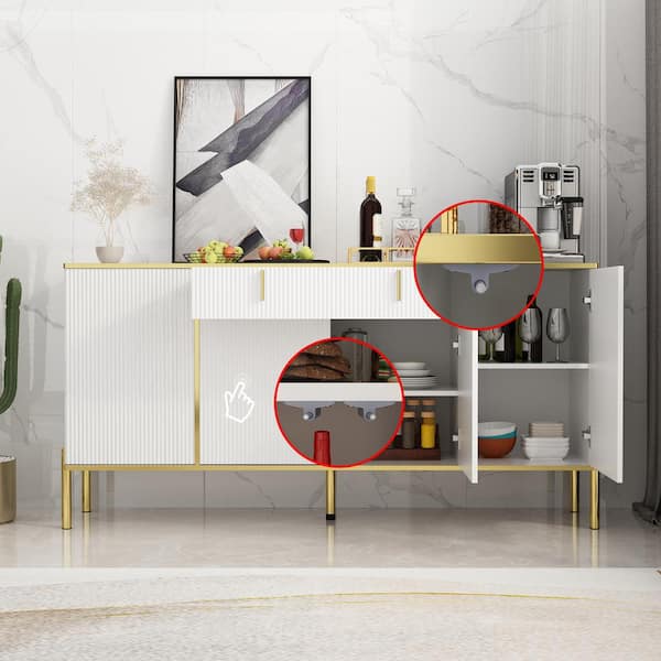 FUFU&GAGA White Wavy Paint Touch Doors Accent Storage