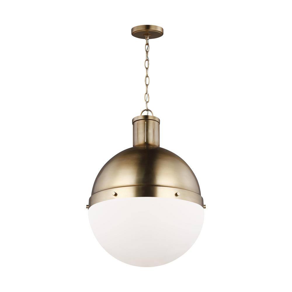 Hanks Satin Brass Globe Pendant with Smooth White Glass Shade