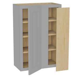 Grayson Pearl Gray Plywood Shaker Assembled Blind Corner Kitchen Cabinet Soft Close Right 24 in W x 12 in D x 36 in H