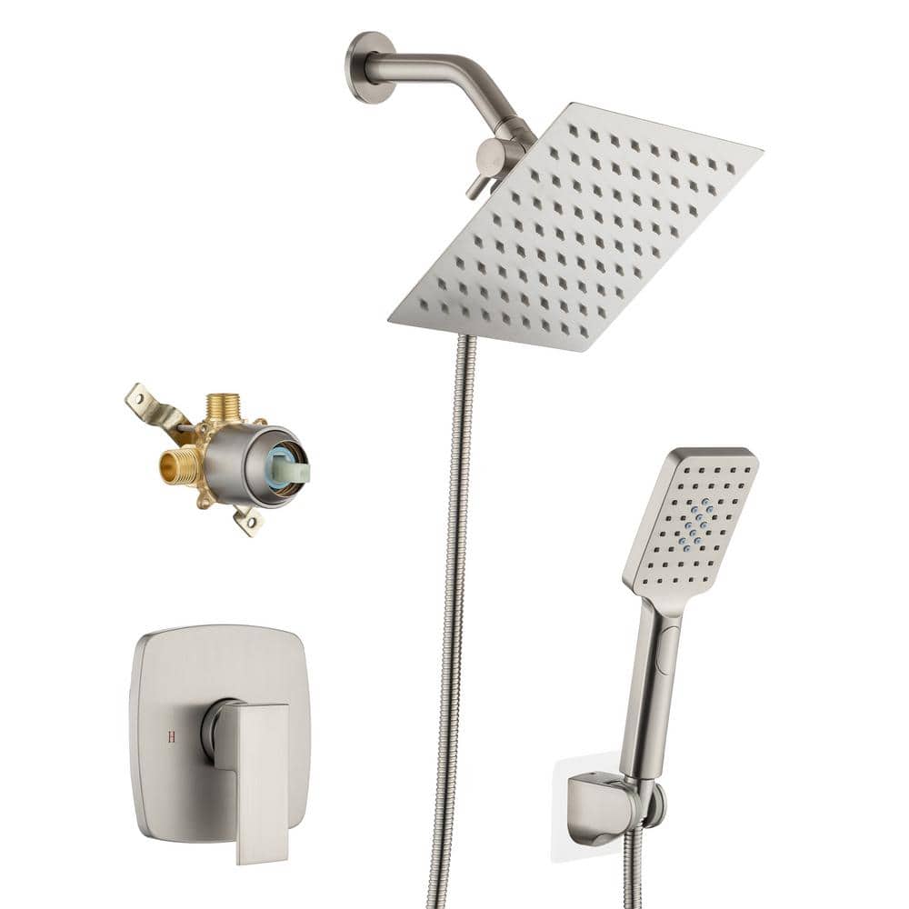 Single Handle 3-Spray Shower Faucet 2.2 GPM with Drip Free in Brushed Nickel