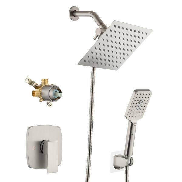 RAINLEX Single Handle 3-Spray Shower Faucet 2.2 GPM with Drip Free in Brushed Nickel