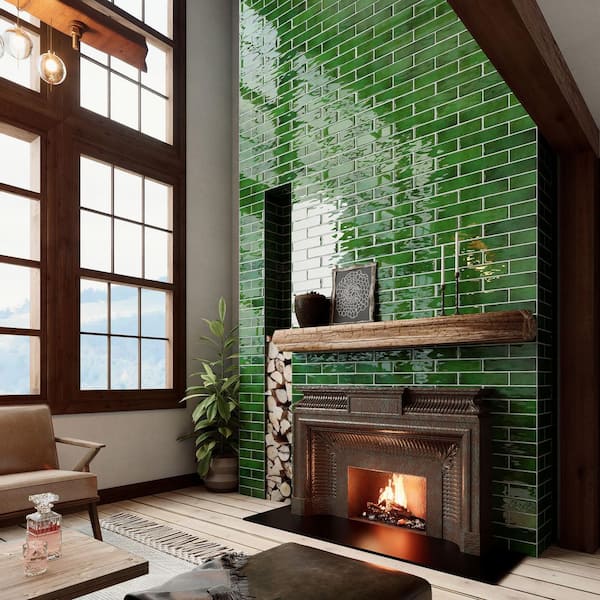 Merola Tile Viva Antic Verde 3 in. x 12 in. Ceramic Wall Tile