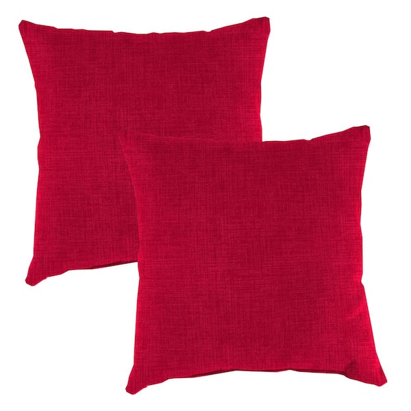 Jordan Manufacturing 16 in. L x 16 in. W x 4 in. T Square Outdoor Throw Pillow in Celosia Cherry (2-Pack)