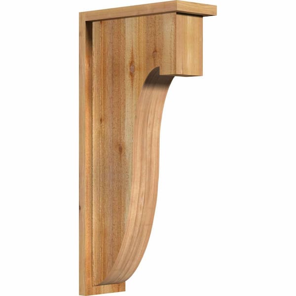 Ekena Millwork 6 in. x 14 in. x 30 in. Western Red Cedar Del Monte Rough Sawn Corbel with Backplate