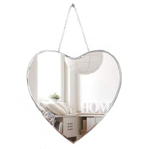 12 in. W x 20 in. H Glass Frameless Decorative Mirror Heart Shaped Mirror with Iron Chain for Wall Decor Wall Hang