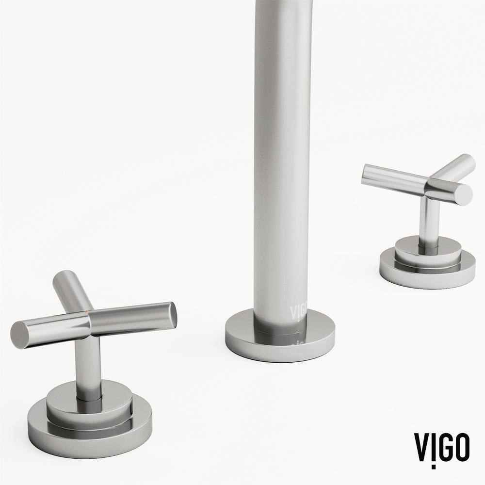 Brushed Nickel High-Arc Widespread Bathroom Faucet with Cross Handles