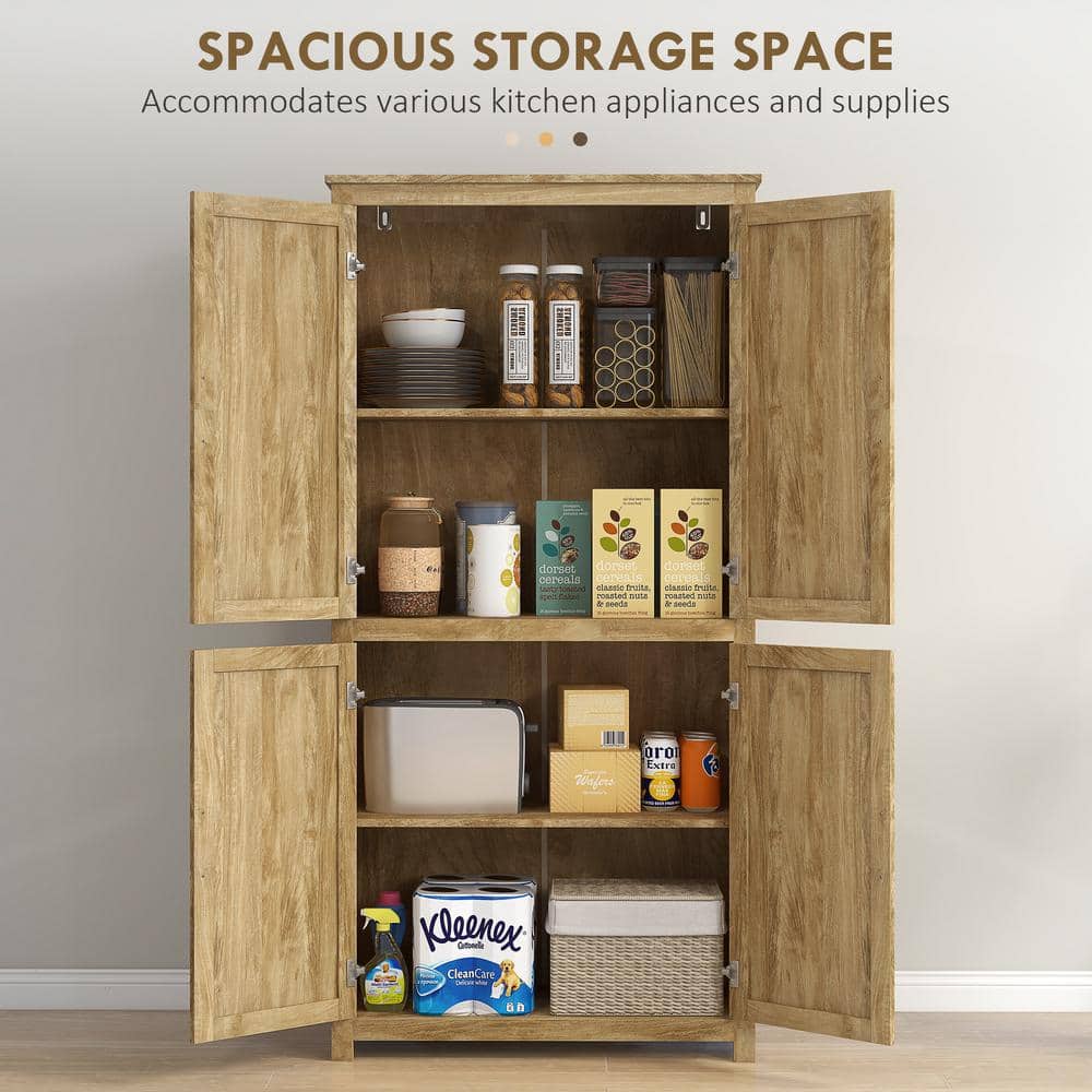 Natural Brown Rattan Kitchen Pantry Organizer with Adjustable Shelves