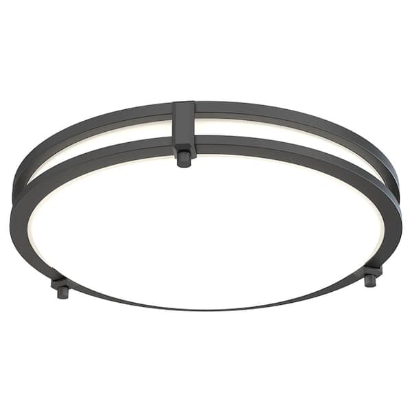 FMSATL 13 in. 1-Light Matte Black LED Flush Mount with Switchable CCT