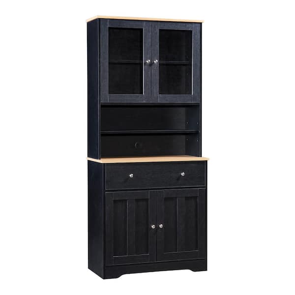 Unbranded 31.5 in. W x 15.7 in. D x 70.9 in. H Bathroom Black Linen Cabinet