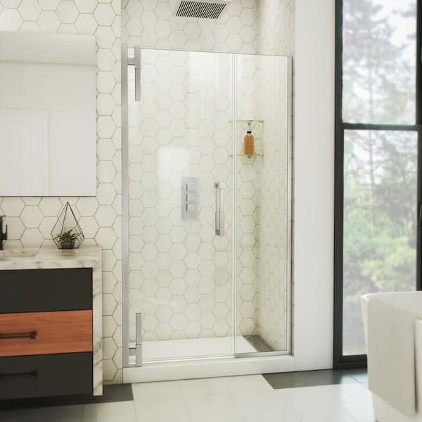 DreamLine Ascend 41.5 in. W x 72 in. H Pivot Frameless Shower Door in Brushed Nickel