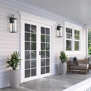 Foothill 22.48 in. 1-Light Matte Black Outdoor Wall Lantern Sconce with Clear Glass(2-pack)