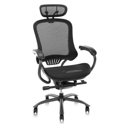 Steve Regular Black Mesh-Seat Adjustable Height Ergonomic Office Chair with Adjustable Headrest