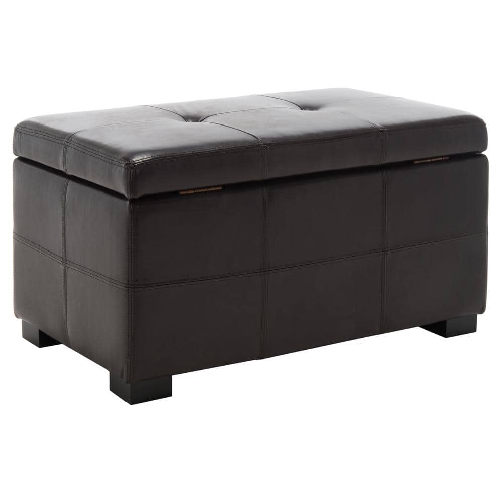 Maiden Black Faux Leather Tufted Storage Bench