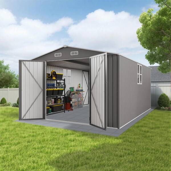 10 ft.W x 14 ft.D Outdoor Metal Storage Shed, Tool Shed with 3