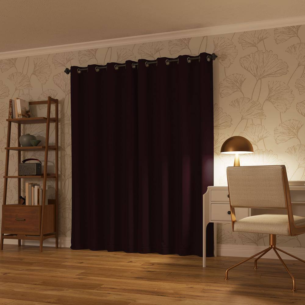 Wine Red 84" Polyester Blackout Grommet Curtain Panel