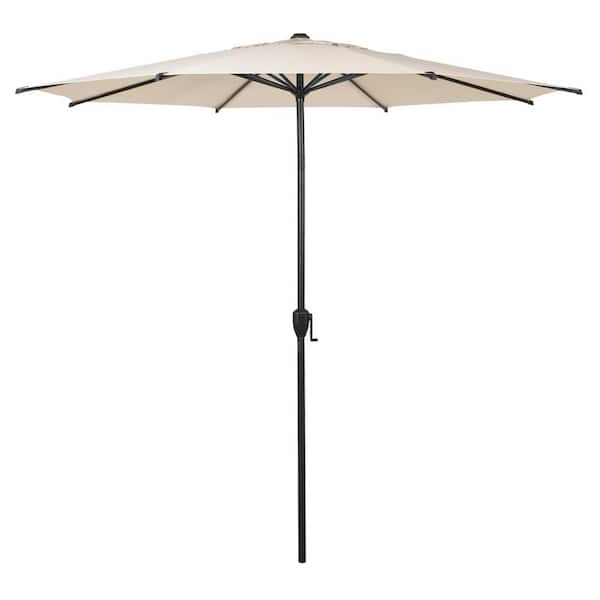 Unbranded 9 ft. Steel Market Tilt Patio Umbrella in Beige with Push Button Tilt