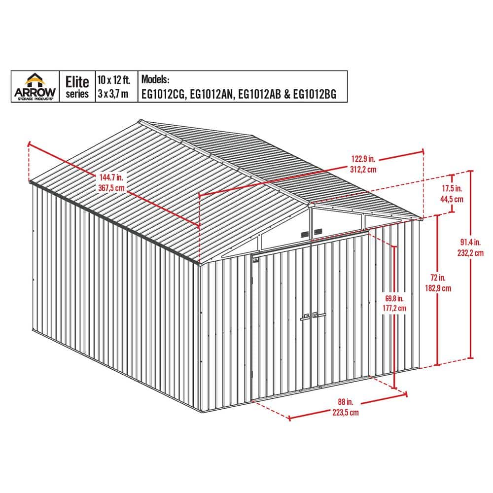 Elite 10' x 12' Blue Grey Steel Storage Shed