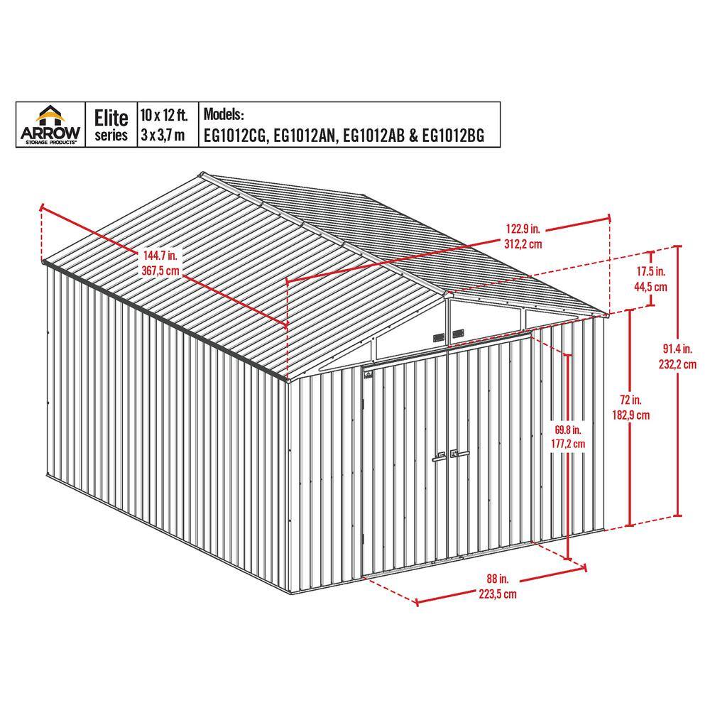 Cool Grey 10' x 12' Steel Storage Shed with Gable Roof