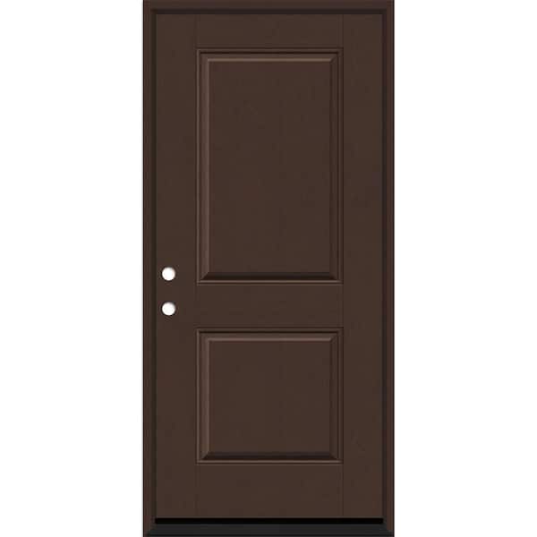Steves & Sons Regency 36 in. x 80 in. 2P Squaretop RHIS Chestnut Stain Fiberglass Prehung Front Door with 6-9/16 Jamb