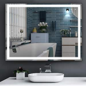 48 in. W x 36 in. H Rectangular Aluminum Framed Anti-Fog Dimmable LED Wall Mounted Bathroom Vanity Mirror in Matte Black