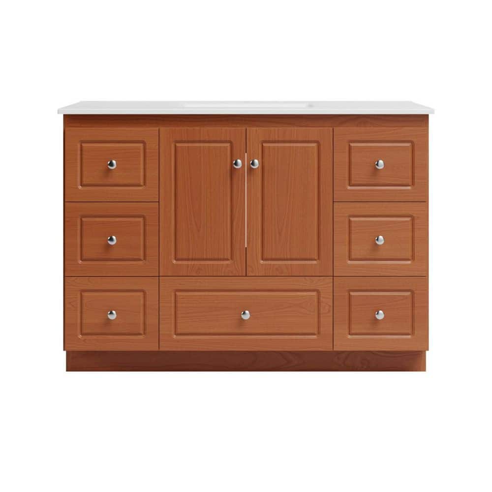Ultraline 49 in. W x 22 in. D x 35 in. H Vanity in Medium Alder with Ceramic Vanity Top in White price history on PriceWatchPro