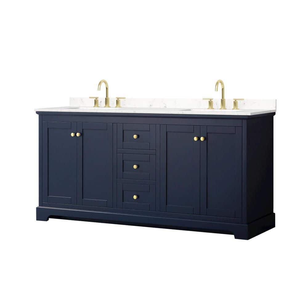 Avery 72 in. Double Freestanding Dark Blue Bath Vanity with Top price history on PriceWatchPro