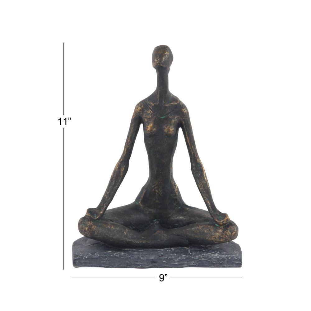11" Black Resin Weathered Industrial Yoga Sculpture