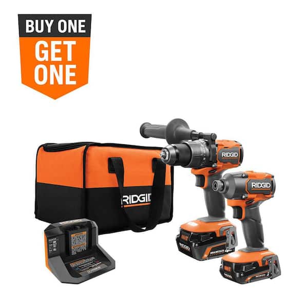 18V Brushless Cordless 2-Tool Combo Kit w/ (2) Batteries, Charger, Bag, & FREE Brushless Mid Torque Impact Wrench