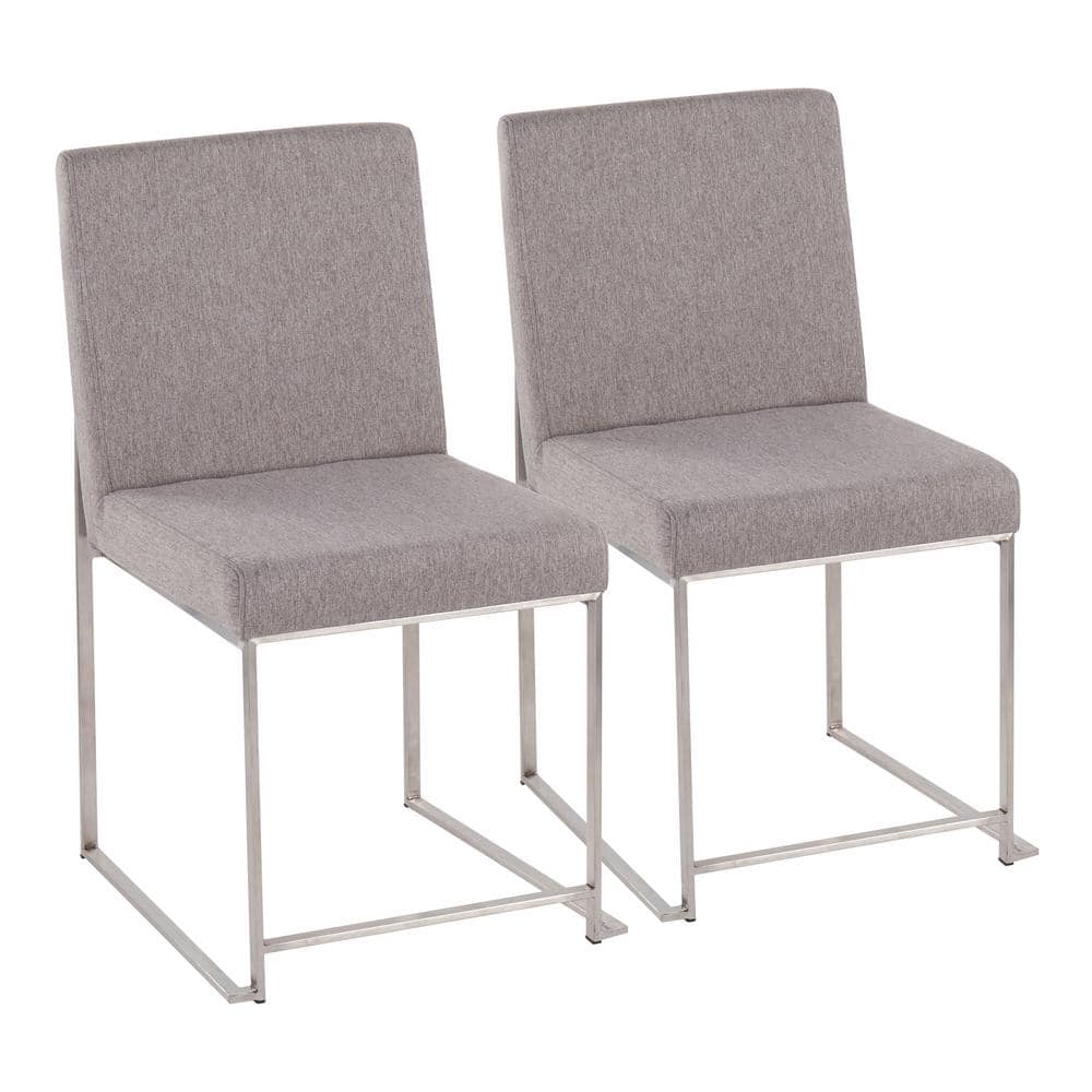 Grey fabric and chrome deals dining chairs