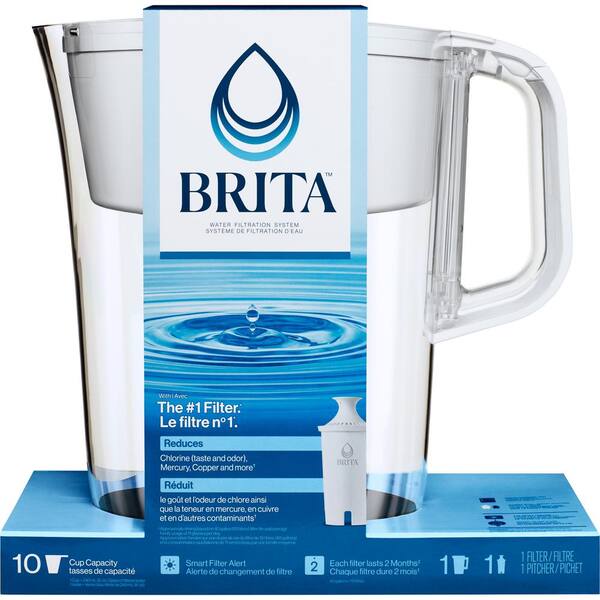 Brita 10-Cup Large Water Filter Pitcher in White with 1 Standard Filter  6025850684 - The Home Depot