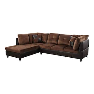 103.50 in. W Flared Arm 2-piece Fabric L Shaped Modern Left Facing Chaise Sectional Sofa in Brown