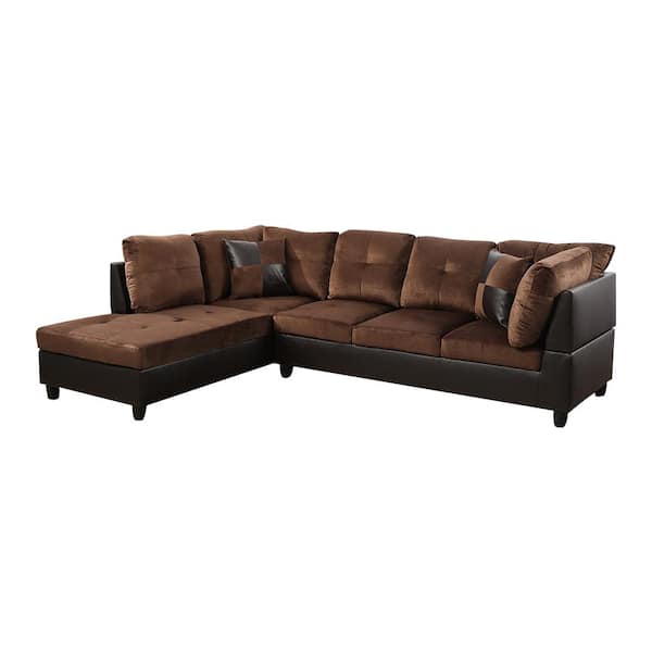 Star Home Living 103.50 in. W Flared Arm 2-piece Fabric L Shaped Modern Left Facing Chaise Sectional Sofa in Brown