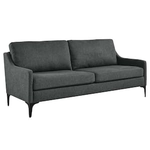 Corland 74 in. Slope Arm Upholstered Fabric Sofa in Charcoal Gray