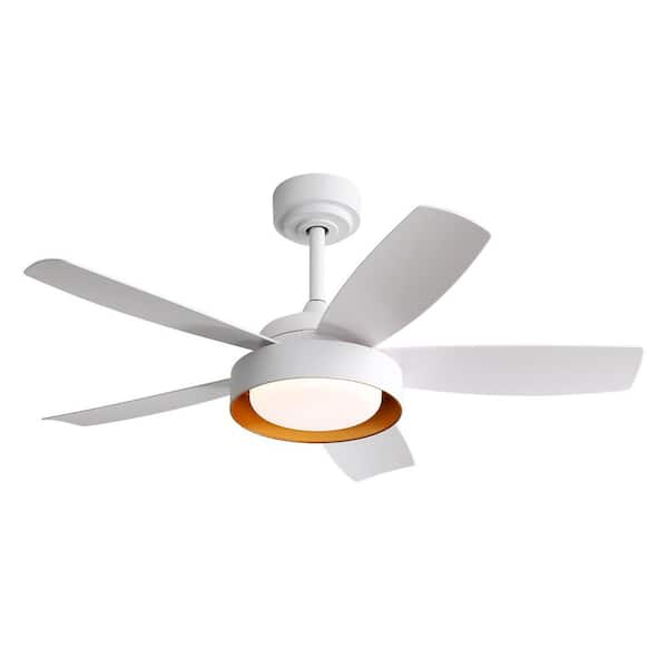3.5 ft. White Ceiling Fan with LED Light and Remote Control 6 Wind Speed Reversible DC Motor