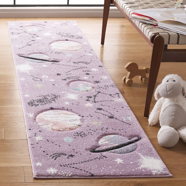 Carousel Kids 2 ft. x 8 ft. Purple/Orange Galaxy Runner Rug