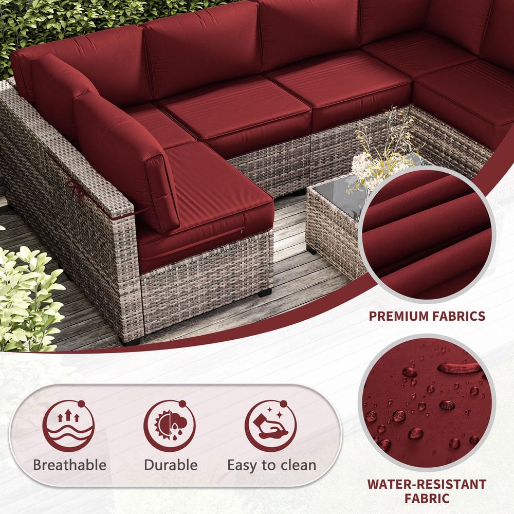 Infographic showing weather-resistant and durable fabric features.