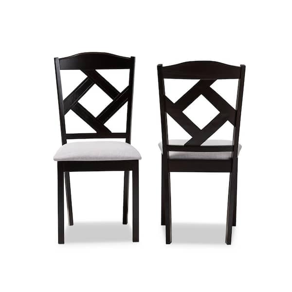 Baxton Studio Ruth Gray and Espresso Brown Fabric Dining Chair (Set of 2)