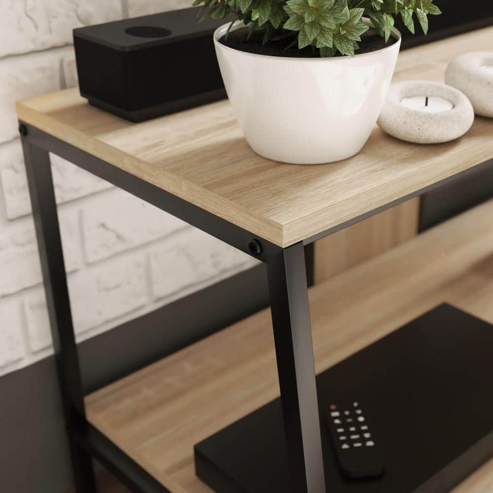 Austin Industrial-Black Metal and Wood TV Mount Media Console