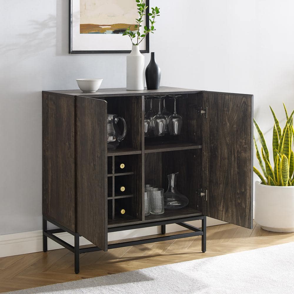 Jacobsen Brown Ash and Matte Black Bar Cabinet