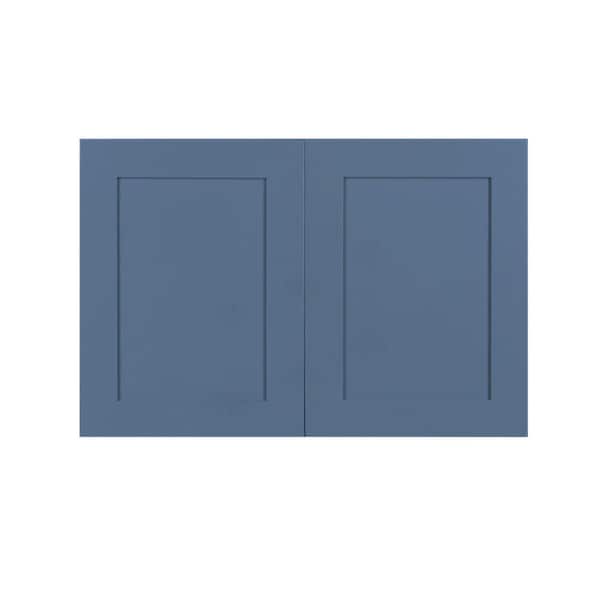 LIFEART CABINETRY Lancaster Blue Plywood Shaker Stock Assembled Wall Kitchen Cabinet 36 in. W x 24 in. H x 12 in. D