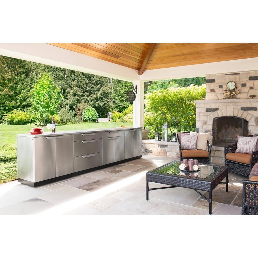 Stainless Steel 64" Outdoor Base Cabinet Set with Double Doors
