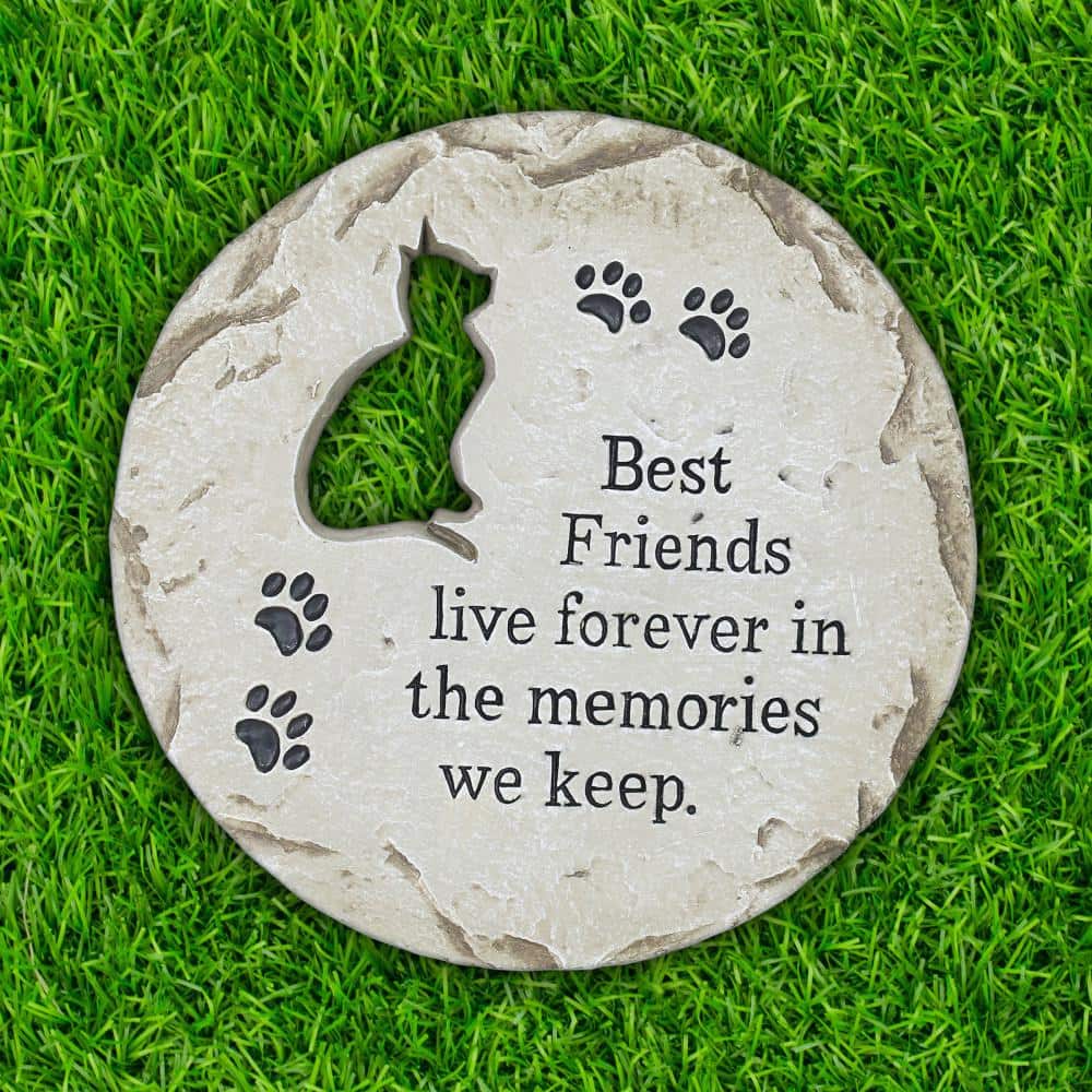 Cat Memorial Beige Resin Garden Stepping Stone