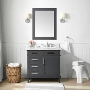Ocean Grey Finish 36-inch Wide x 23-inch Deep Bathroom Sink Cabinet Only 