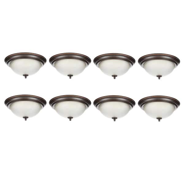 Commercial Electric 13 in. 2-Light Oil Rubbed Bronze Flushmount (8-Pack)