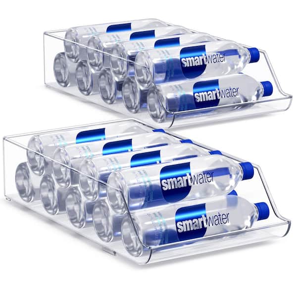 Sorbus 2 Pack Clear Water Bottle Organizer and Dispenser, Can and Bottler Holder, Store 10 Each